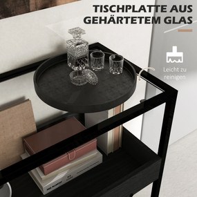 HOMCOM Stolik konsolowy z półkami na korytarz Elegancki blat ze szkła i półka na buty Praktyczny i stylowy mebel | Aosom PL