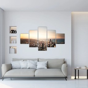 Obraz zachodu słońca nad miastem (125x70 cm)