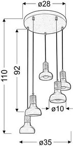 Biała metalowa lampa wisząca z 5 zwisami - K094-Mirabel