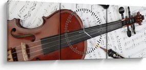 Obraz - Instrumenty muzyczne (z zegarem) (90x30 cm)