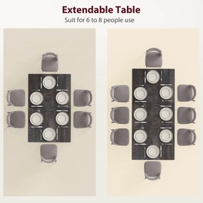 HOMCOM Rozkładany stół jadalny, rozsuwany stół dla 6-8 osób, stół kuchenny z solidnymi stalowymi nogami