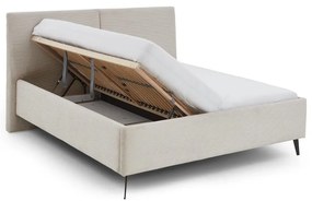 Beżowe tapicerowane łóżko dwuosobowe ze schowkiem ze stelażem 180x200 cm Lando – Meise Möbel