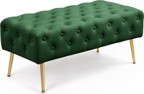 Ławka tapicerowana welurowa pikowana 100 cm MONACO Butelkowa Zieleń