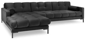 Ciemnoszary aksamitny narożnik Cosmopolitan Design Bali, lewostronny