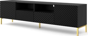 Szafka pod TV w stylu glamour czarny mat + złote nóżki T4-C00