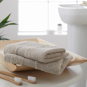Beżowe bawełniane ręczniki frotte zestaw 2 szt. 30x30 cm Anti-Bacterial – Catherine Lansfield