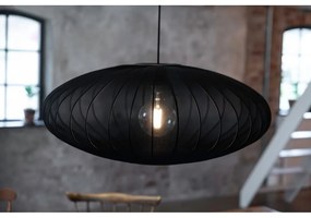 Czarna lampa wisząca z tekstylnym kloszem ø 75 cm Florence – Markslöjd