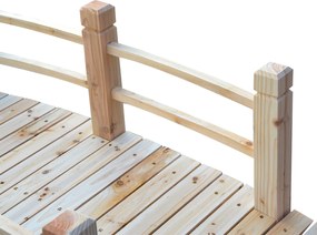 Outsunny Drewniany Most Ogrodowy z Balustradą Naturalny Lite Drewno Maks 180kg Dekoracyjny Mostek 152.5x67x48cm | Aosom PL