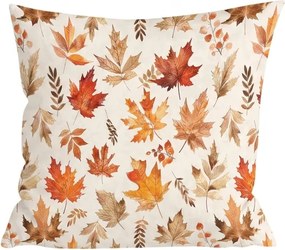 Flanelowa poszewka na poduszkę LEAVES & PUMPKINS 45x45 cm, kolorowa