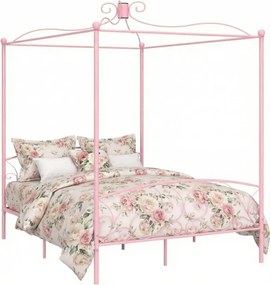 Różowe podwójne łóżko rustykalne 180x200 cm Z9-L68