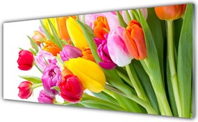 Szkło do Kuchni na Ścianę Barwny Bukiet Tulipanów