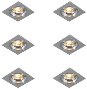 Zestaw 6 kwadratowych reflektorów wpuszczanych, regulowanych, aluminiowych - Chuck