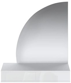 Toaletka wisząca z lustrem i oświetleniem LED - 2 szuflady - Biały z połyskiem - JINEZA