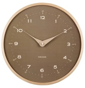Karlsson 5995MG designerski zegar ścienny brązowy,średnica 30 cm