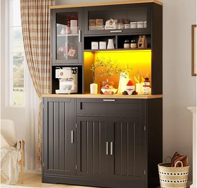 Mebel kuchenny - 104x40x180 cm - z 4 drzwiami i 1 szufladą - z oświetleniem LED - Czarny