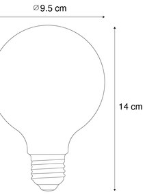 Set van 5 E27 dimbare LED lampen spiraal filament G95 goud 4W 270 lm 2100K