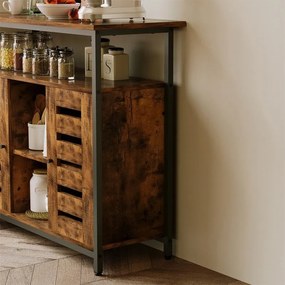 Kredens szafka boczna z otwartymi półkami komoda brązowa kuchnia retro loft