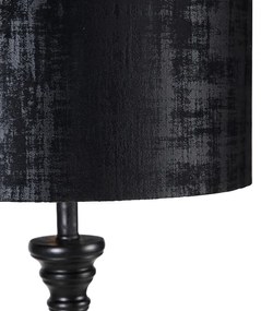 Klasyczna lampa podłogowa czarna klosz welurowy czarny 40cm - Classico klasyczny/Antyczny Oswietlenie wewnetrzne