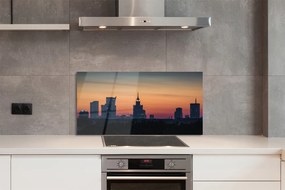 Szkło do Kuchni na Ścianę Zachód Słońca nad Warszawą