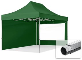 TOOLPORT 3x4,5 m Namiot Ekspresowy PROFESSIONAL Alu 40mm, ze ścianami bocznymi, okna panoramiczne, ciemnozielony - (600211)