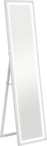 HOMCOM Lustro Całościowe 40x160 cm z Oświetleniem LED, Sterowanie Dotykowe, Regulacja, 3 Kolory, Biały