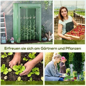 Outsunny szklarnia cieplarnia na pomidory, szklarnia ogrodowa, skrzynia z drzwiami zwijanymi stalowa zielona 100x50x150cm