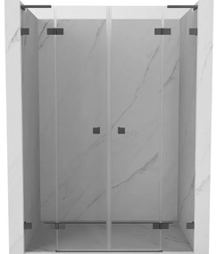 Mexen Lunar L Duo drzwi prysznicowe uchylne 140 cm, transparent, gun metal - 834DL-140-000-95-00
