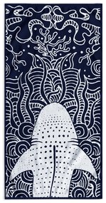 Ciemnoniebieski ręcznik plażowy 90x180 cm Shark – DecoKing