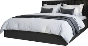 Czarne łóżko ze sztruksowym zagłówkiem 90x200 A7-Z60