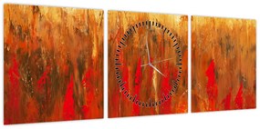 Obraz malowanej abstrakcji (z zegarem) (90x30 cm)