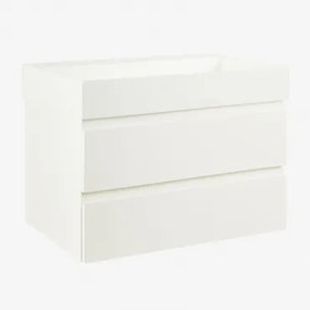 Zestaw Wiszących Mebli Łazienkowych Z Drewna I Forniru Jesionowego Zintegrowany Z Umywalką Ona Biała & Bezlusterkowiec & - Sklum