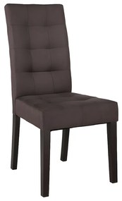 Komplet 6 krzeseł VILLOSA - Brązowa tkanina + Ciemne drewniane nogi