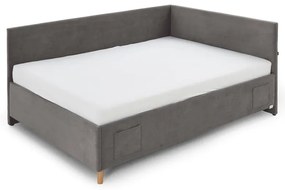 Antracytowe narożne łóżko dziecięce ze schowkiem 140x200 cm Cool – Meise Möbel