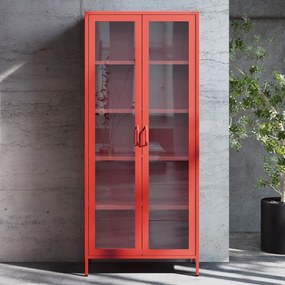 Witryna szklana do salonu czerwona Modern ANGELO 800 x 1850 x 450 mm