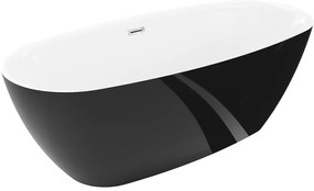 Mexen Luvo Slim wanna wolnostojąca 170 x 75 cm, biała/czarna, przelew chrom - 52801707575-01