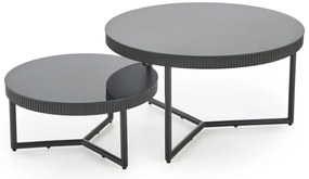 Okrągła czarna ława 60/30 cm szkło/MDF/stal COSMO S