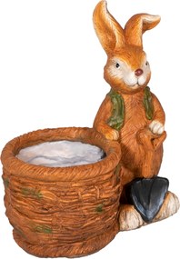Outsunny Doniczka, zając z wiklinowym koszem, odporny na warunki atmosferyczne, 45x27x50cm, Brązowy