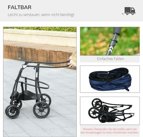 Outsunny Wózek dla Psa Składany Osłona Przeciwdeszczowa Granatowy | Aosom PL