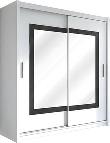 Szafa z 2 drzwiami przesuwnymi - Z lustrem - Dł. 203 cm - Kolor: Biały - AUTLAN