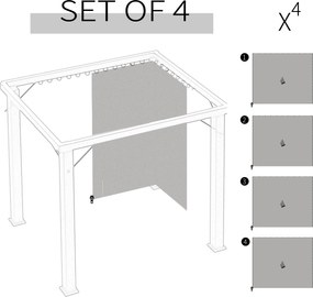 Outsunny Zasłona Zastępcza do Pawilonu 4 szt Beżowy do Pawilonu 3x3m 302x205cm | Aosom PL