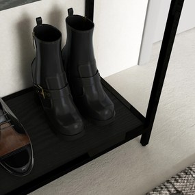 HOMCOM Stolik konsolowy z półkami na korytarz Elegancki blat ze szkła i półka na buty Praktyczny i stylowy mebel | Aosom PL