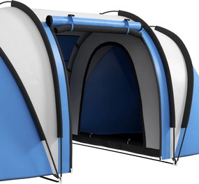 Outsunny Lekki wodoodporny namiot kempingowy dla 4-5 osób z 3 pomieszczeniami, bocznymi drzwiami, oknami w kolorze niebieskim