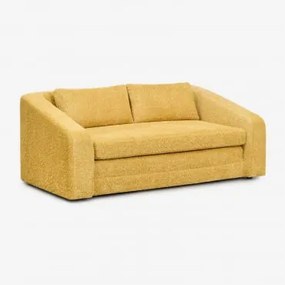 Dwuosobowa Rozkładana Sofa Dalila Z Tkaniny Bouclé Bouclé Miód Żółty - Sklum