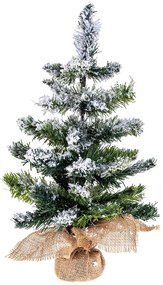 Sztuczna choinka oprószona śniegiem, w jutowym worku, 50 cm