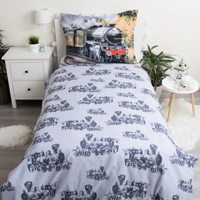 Bawełniana pościel dziecięca jednoosobowa 140x200 cm Train – Jerry Fabrics