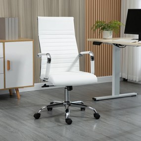 Vinsetto Fotel biurowy obrotowy regulacja wysokości skóra PU biały 54x62x114cm | Aosom PL