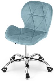 Zestaw do biura – składany stół ZARIMO 80×40 cm biały + krzesło biurowe AVOLA VELVET jasnoniebieskie