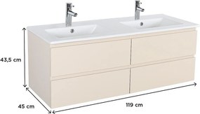 Podwójna szafka pod umywalkę 120 cm z ceramicznym blatem i bateriami SORRENTO