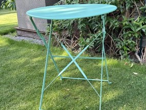 Okragły składany Stolik Kawowy Na Balkon SEMPLICI Stalowy Miętowy