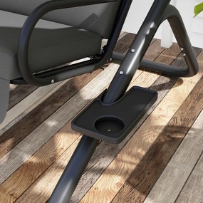 Outsunny Hollywoodschaukel Gartenschaukel, odporny na warunki atmosferyczne, 2 oddzielne miejsca, 2 uchwyty na napoje, 170 cm x 136 cm x 170 cm, Szary